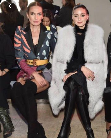 Cara Mila Lucille Mink & Fox Coat usado por Olivia Palermo Elie Saab Show 28 de febrero de 2020