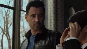 Zip leather jacket worn by Artemis Fowl I (Colin Farrell) as seen in Artemis Fowl