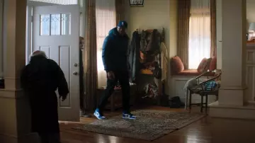 Nike Jordan 1 Retro Fragment white and blue sneakers worn by Fridge (Ser'Darius Blain) as seen in Jumanji: The Next Level