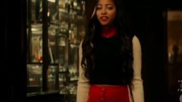 Red But­ton Skirt worn by Alexandra Cabot (Camille Hyde) in Katy Keene Season 1 Episode 4