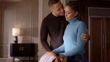 Suéter azul de cuello de tortuga usado por Tiana Brown (Serayah McNeill) en Empire Temporada 6 Episodio 11