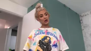 White Billie Eilish T-Shirt worn by Tana Mongeau in the YouTube video this is what single Tana in Miami looks like... (scary)