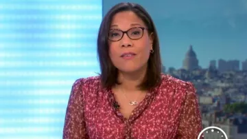 The short dress round collar floral print by Karine Baste-Regis in Télématin the 05.03.2020