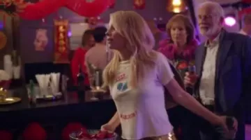 White Print T-shirt worn by Rose (Fiona Button) in The Split Season 2 Episode 3