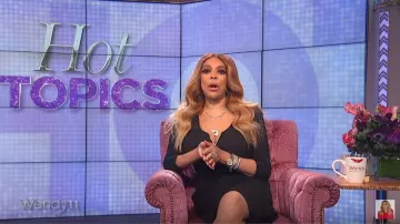 Opening ceremony Black Ruf­fle-trimmed stretch-knit skirt worn by Wendy Williams on The Wendy Williams Show March 4, 2020