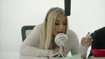 White Open Front Cardigan worn by Tana Mongeau in the YouTube video TANA by Tana: The Commercial