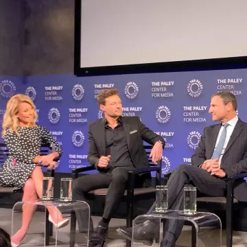 Dolce & Gabbana Polka Dot Stretch Crepe Midi Dress worn by Kelly Ripa An Evening with Kelly and Ryan March 4, 2020