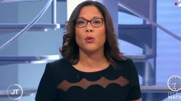 Short dress black Karen Baste-Regis in Télématin the 06.03.2020