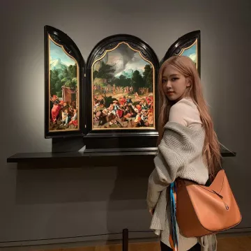 Hamaca Mediana Bolso de Hombro de Cuero Rosado en la cuenta de Instagram @roses_are_rosie