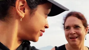 Letter L Hoop Earrings worn by Liza Koshy in the YouTube video FALLING IN LOVE