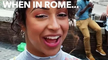 Hoop Earrings with Bead Ball worn by Liza Koshy in the YouTube video FALLING IN LOVE