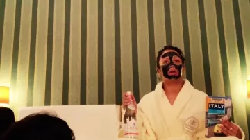 White Cotton Bath Robe worn by Liza Koshy in the YouTube video FALLING IN LOVE