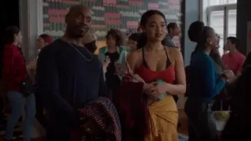 Apri­cot Stripes Skirt worn by Kat Edison (Aisha Dee) in The Bold Type Season 4 Episode 7