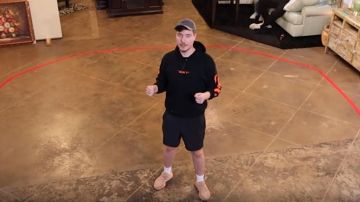 Black Training Shorts worn by MrBeast in the YouTube video Anything You Can Fit In The Circle I’ll Pay For
