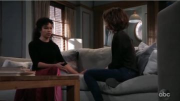 A.L.C. Grainger Col­or­block Pleat­ed Mi­di Skirt worn by Portia Robinson (Brook Kerr) as seen on General Hospital March 6, 2020