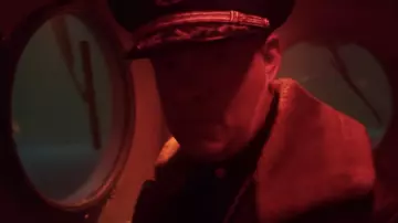 Navy leather flight jacket with fur collar worn by Commander Ernest Krause (Tom Hanks) in Greyhound