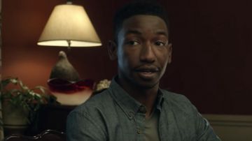 Chambray Button-Down Shirt worn by Elijah (Mamoudou Athie) as seen in Uncorked