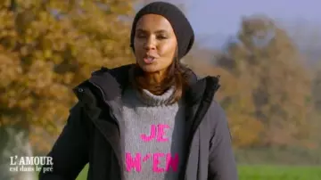 Pullover turtleneck, gray, "I'm CRAZY"in merino wool-certified by Karine Le Marchand in The love is in the meadow THE 09.03.2020