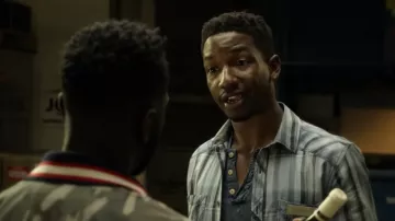 Striped shirt worn by Elijah (Mamoudou Athie) as seen in Uncorked