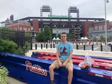 Philadelphia Phillies Mens Bryce Harper Short Sleeve T-Shirt worn by Ty Simpkins on the Instagram account @darthsimpkins
