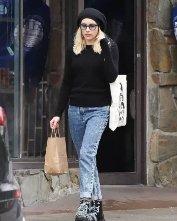 Grenson House of Holland Vivid Combat Boots worn by Emma Roberts Los Angeles March 14 2020 Spotern