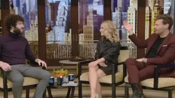 Isabel Marant Etoile Ruched Checked Wool Dress worn by Kelly Ripa on LIVE with Kelly and Ryan March 13, 2020