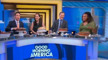 Ba&sh Metal­lic Her­ring­bone Print Maxi Dress worn by on Good Morning America March 16, 2020