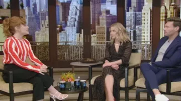 Proenza schouler Zèbre Rayé à Manches Longues, Tee porté par Jane Levy sur VIVRE avec Kelly et Ryan 16 Mars 2020
