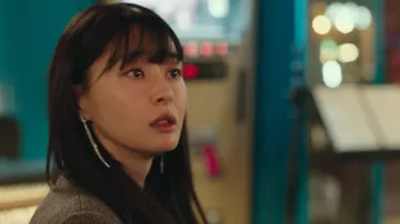 Sterling Silver Long Bar Dangle Drop Two-way Earrings worn by Jo Yi Seo (Kim Da-mi) in Itaewon Class Episode 5