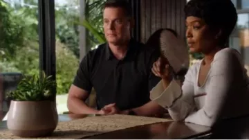 White Pe­plum Top worn by Athena Grant (Angela Bassett) in 9-1-1 Season 3 Episode