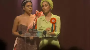 The dress lime green worn by Nadia (Mina El Hammani) in the series Elite (Season 3 Episode 7)