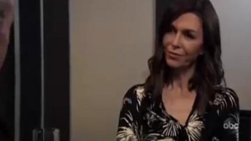 Ba&sh Eda Flo­ral Ruf­fle De­tail Top worn by Anna Devane (Finola Hughes) as seen on General Hospital March 16, 2020