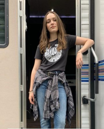 "In Solidarity" Black T-Shirt worn by Victoria Pedretti on Instagram