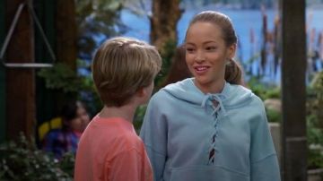 Light Blue Lace Up Hoodie worn by Ava (Shelby Simmons) in BUNK'D Season 4 Episode 25