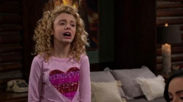 Pink Sequin Heart Long Sleeve Top worn by Destiny Baker  (Mallory James Mahoney) in BUNK'D Season 4 Episode 25