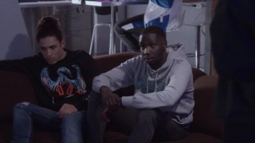 Sweatshirt black Diesel embroidery eagle worn by Clement (Hatik) in Validated (S01E05)