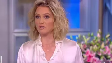 L'agence Nao­mi But­ton Loop Blouse worn by Sara Haines on The View March 25, 2020