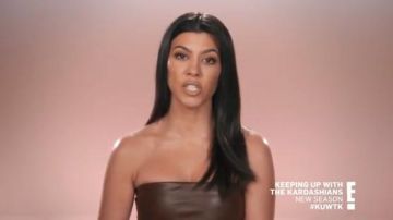 Leather Ban­deau Top worn by Kourtney Kardashian in Keeping Up with the Kardashians Season 18 Episode 1