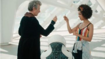 Vertical Stripe Bodysuit worn by Bill (Pearl Mackie) in Doctor Who Season 10 Episode 2