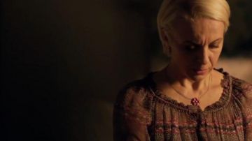 Sheer Stripe Blouse worn by Mary Watson (Amanda Abbington) in Sherlock Season 3 Episode 3