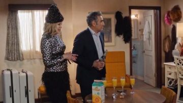 Cynthia Rowley Ostrich Feather Vera Skirt worn by Moira Rose (Catherine O'Hara) in Schitt's Creek Season 6 Episode 13