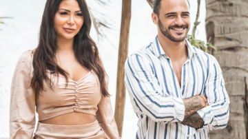 The whole crop top and beige skirt of Maeva Ghennam in The Marseilles to the Caribbean