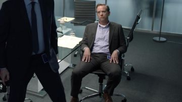 Soft pink button shirt worn by Greg Sanders (Donald Sage Mackay) as seen in Treadstone (S01E03)