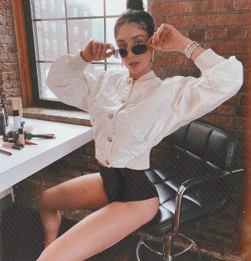 The quilted jacket white worn by María Pedraza on his account Instagram @mariapedraza_