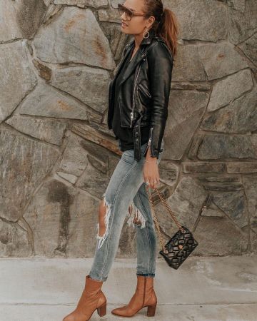 Chaqueta de cuero Allsaints de Shalice Noel en la cuenta de Instagram @shalicenoel