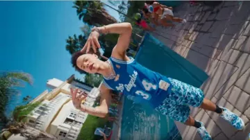 Bape Camo Beach Shorts Light Blue worn by Lil Mosey in his Blueberry Faygo music video