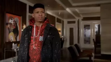 Print­ed Hood­ie Red worn by Hakeem Lyon (Bryshere Y. Gray) in Empire Season 6 Episode 16