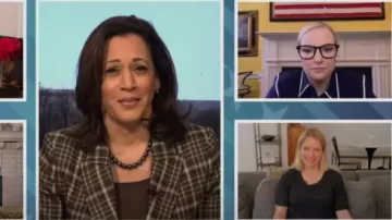 Tory burch Navy blue con­trast trim but­ton down shirt worn by Meghan McCain on The View April 8, 2020