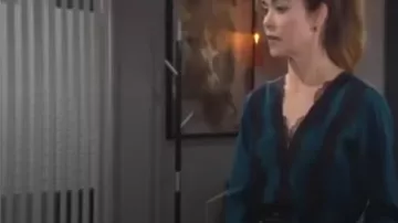 Ja­son Wu Lace Trim Mi­di Dress worn by Victoria Newman (Amelia Heinle) as seen on The Young and the Restless April 9, 2020