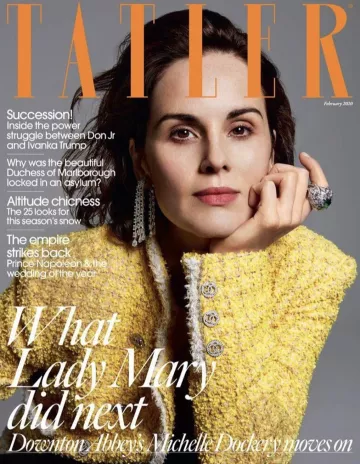 Chaqueta Chanel Tweed usada por Michelle Dockery en la portada de febrero de 2020 de Tatler